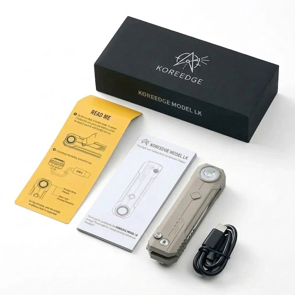 LK 2-in-1 EDC Gear, M390 Blade + USB-C Rechargeable Flashlight
