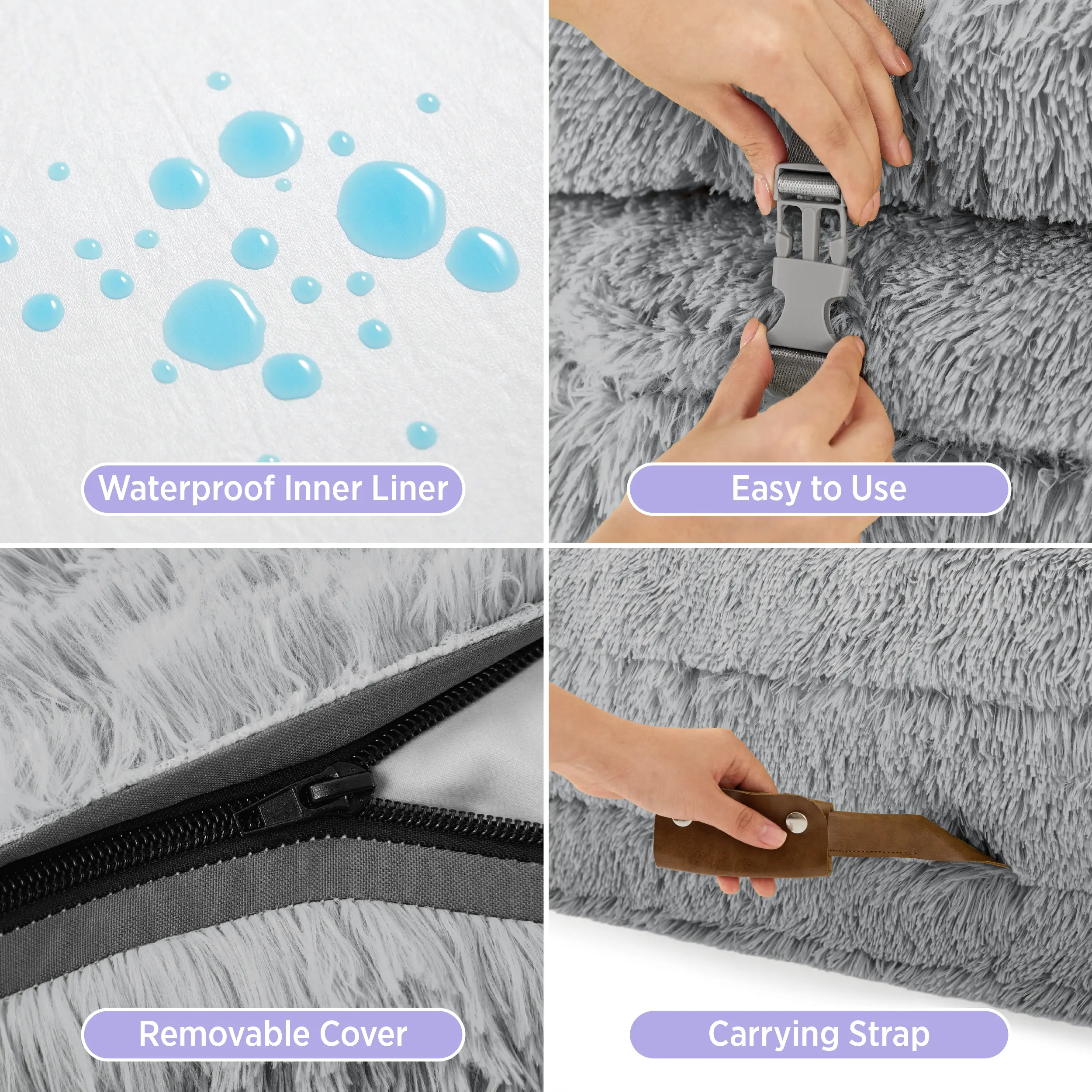 Luxury Warm Foldable 3-in-1 Flexible Giant Human Dog Bed Cozy Fluffy Faux Fur Lounge Sofa with Supportive Bolster Egg Foam Soft Plush Calming Orthopedic Bed for Comfort Classic Lounge Sofa