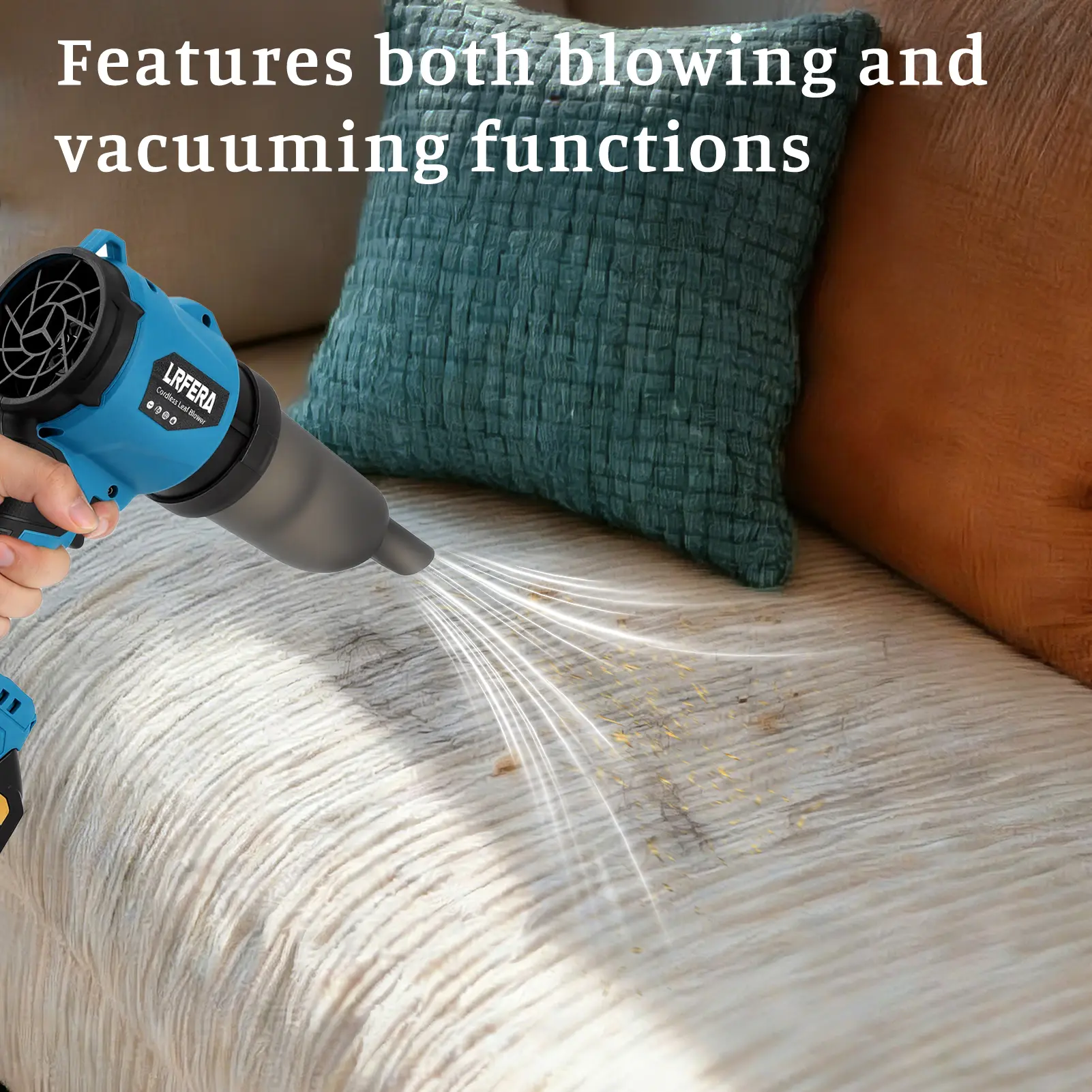 Leaf blower and vacuuming two functions with 3speed modes,Leaf Blower Cordless - 21V Powerful Electric Leaf Blower with 2 x 4.0Ah Batteries and Charger