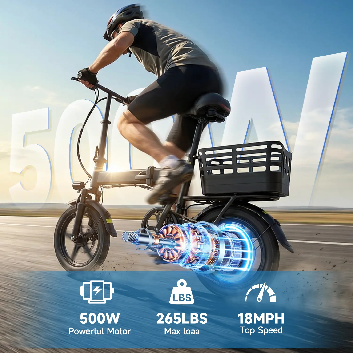 750W Folding Electric Bike – 20+ MPH Compact E-Bike with 30+ Mile Range, Suspension & Removable Battery