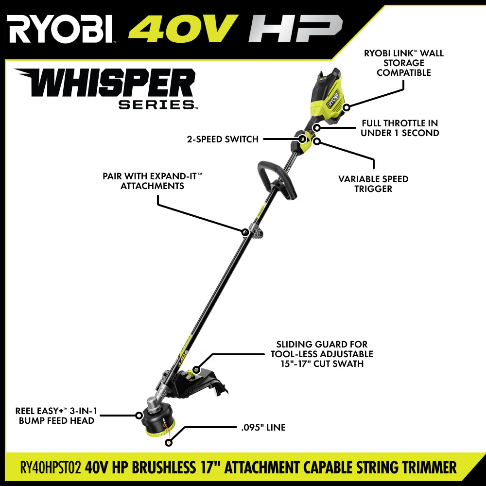 40V HP Brushless 17" Attachment Capable String Trimmer
