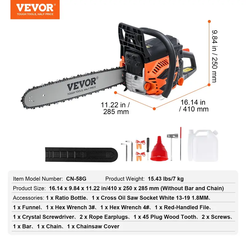 【Summervibes】Gas Chainsaw, Various specifications, Gasoline Powered Chain Saw, Handheld Cordless Petrol Chainsaws