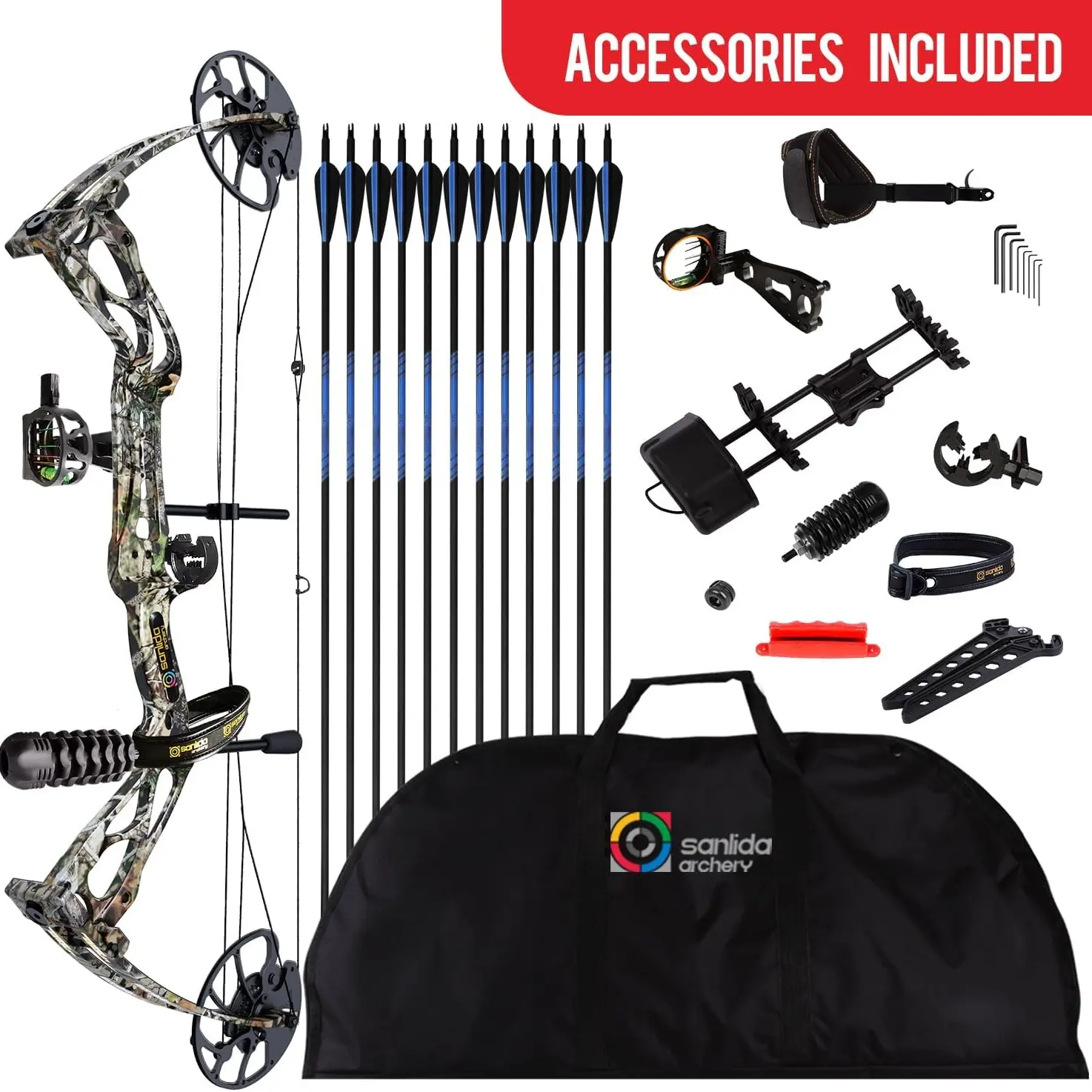 X8 Compound Bow Package for Adults and Teens,18”-31” Draw Length,0-70 Lbs Draw Weight,up to IBO 310 fps,No Bow Press Needed,Limbs Made in USA(RH Only)