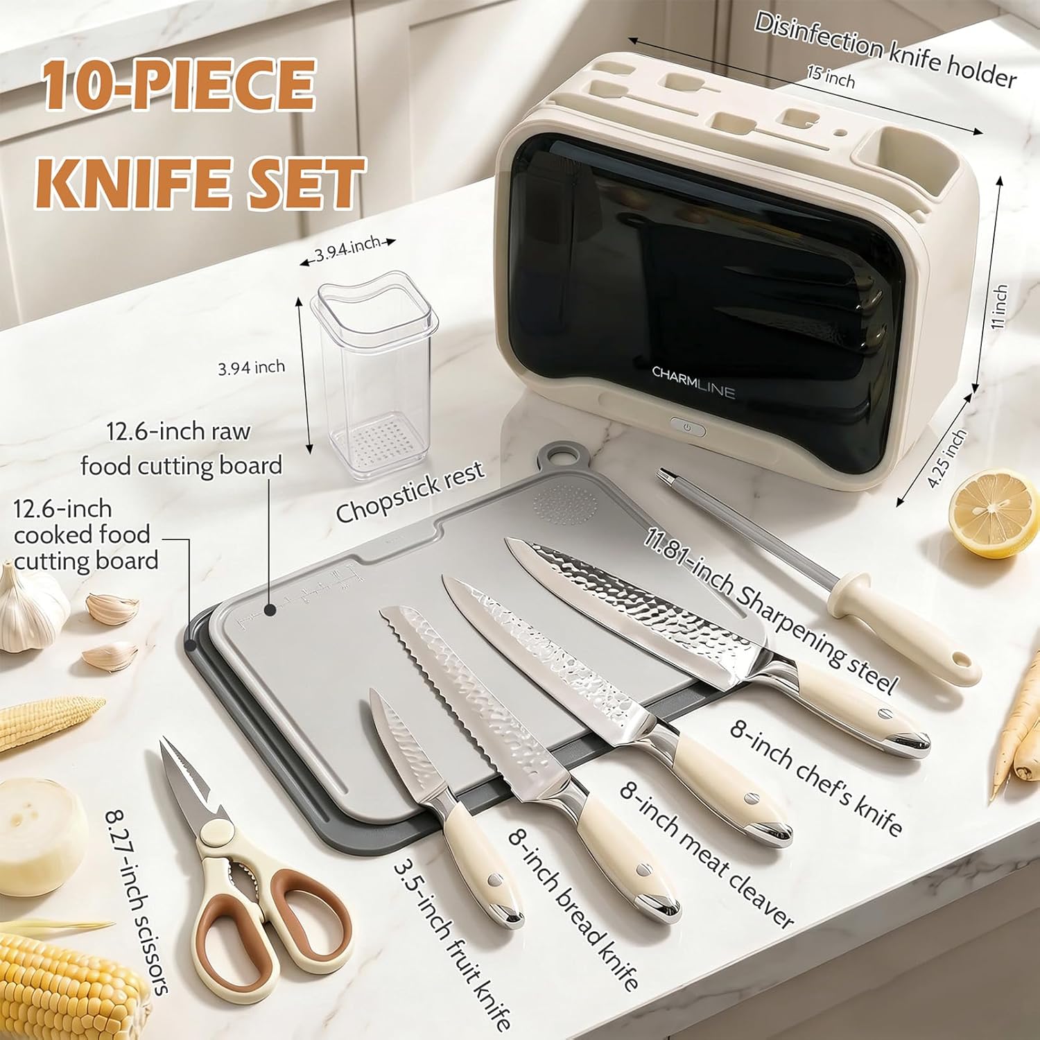 Mother’s Day Special – Smart Cutting Board & Knife Set – Self-Cleaning, Auto-Drying, Space-Saving Kitchen Organizer