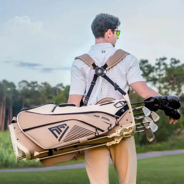 Golf Soundless Hybrid Stand Bag ST-LOCK Mecha 14 Way Dividers Quiet Bag / Toasted Almond