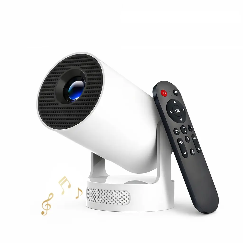 Smart Projector HY300Pro+ with 4K Decode 290ANSI Auto Keystone Correction Built-in 5W speaker Dual WiFi6 Wireless BT5.4 Android 14 Native 1280*720P