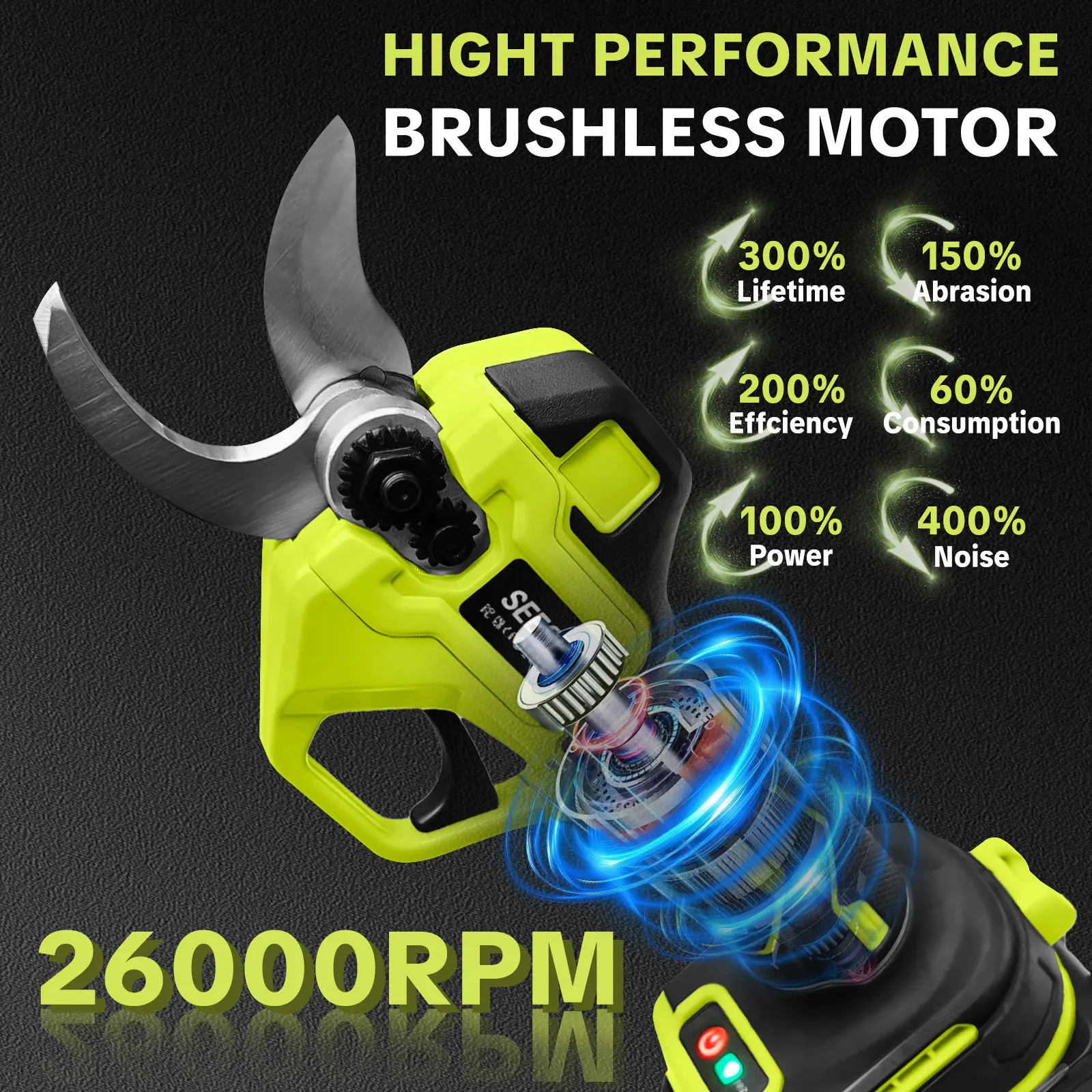 Electric Pruning Shears for Gardening: 1.25" Cutting Cordless Power Pruner, Brushless Motor, Dual21V Battery For Tree