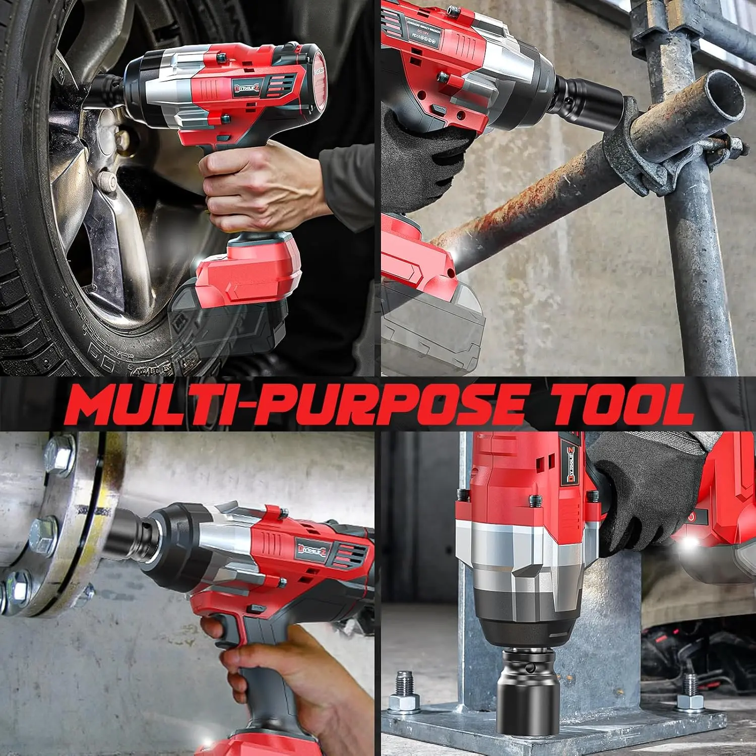 1850Ft-lbs (2500N.m)-3/4"Impact Wrench Compatible with  18V Battery (NO Battery!!!), Brushless Impact Gun 4-Speed with Auto-Stop Reverse for Car/Truck