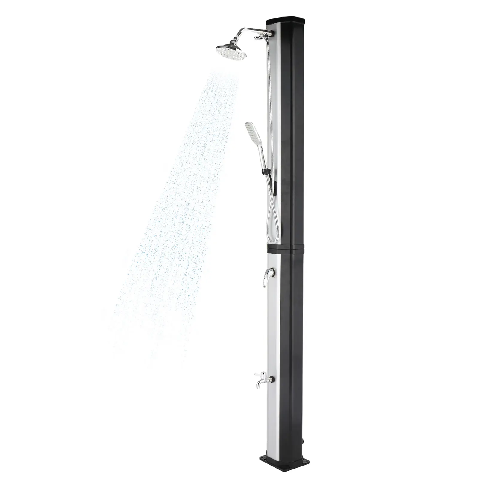 Solar Heated Shower, 9.3 / 5.5 / 10.6 / 16 / 2.3 Gallon Outdoor Shower with Shower Head and Foot Shower Tap，for Outdoor Backyard Poolside Beach Pool Spa