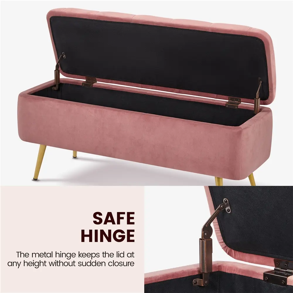Storage Ottoman Bench – Upholstered Button-Tufted Footstool with Hidden Storage for Bedroom & Living Room