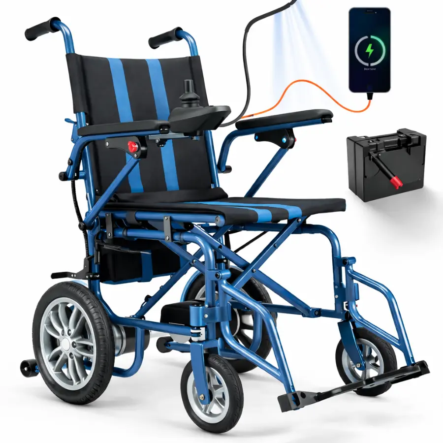 Foldable Electric Wheelchair – 360W Dual Motor Power Chair with 15-Mile Range, Compact Design & 286 lb Capacity