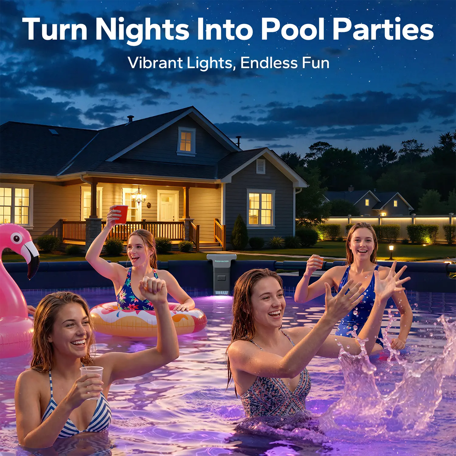 Poolside Solar Light – Waterproof Submersible LED with Remote, for Inground & Above Ground Pools (1 Pack)