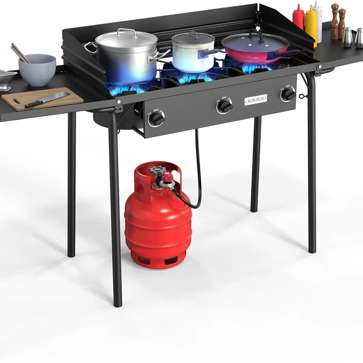 2/3 Burner Propane Gas Stove with Side Shelf & Carrying Bag, 150,000/225,000BTU Outdoor Burner with Wind Panel & CSA Listed Regulator, Picnic Cooker for Home Patio Cooking Camping