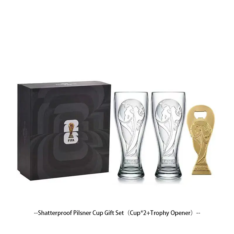 【WORLD CUP 2026 】Gift Set（Not Glass） 17oz Shatterproof Trophy & Trophy-Shaped Bottle Opener - Perfect for soccer Fans & Parties