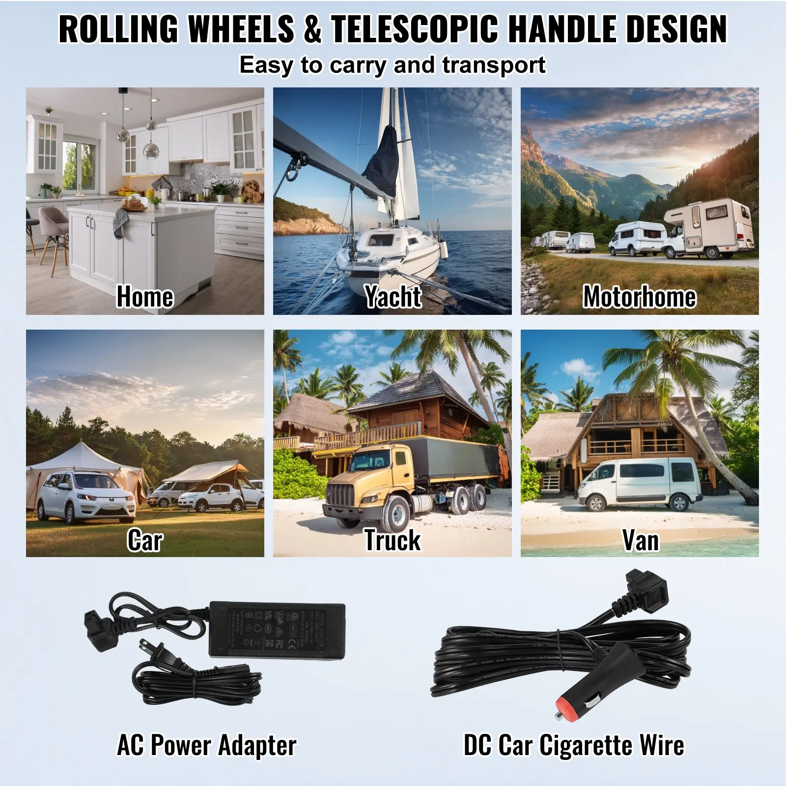 Portable Car Refrigerator, 12 Volt Car Refrigerator Fridge, 58 L / 61.5 QT Dual Zone Portable Freezer, -4℉-68℉ Adjustable Temperature