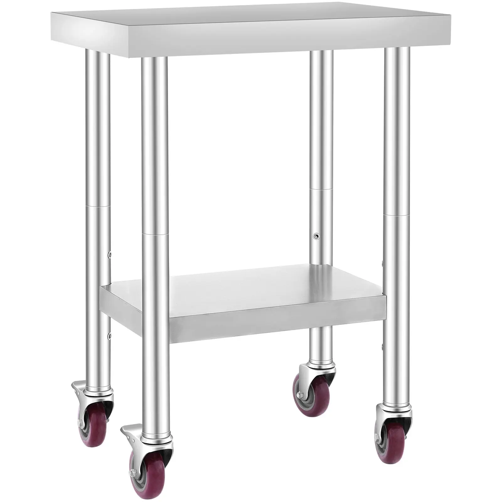 Stainless Steel Work Table, Various specifications, With 4 Wheels Heavy Duty Commercial Food Prep Worktable with Brake for Kitchen Prep Work,Stainless Steel Work Table