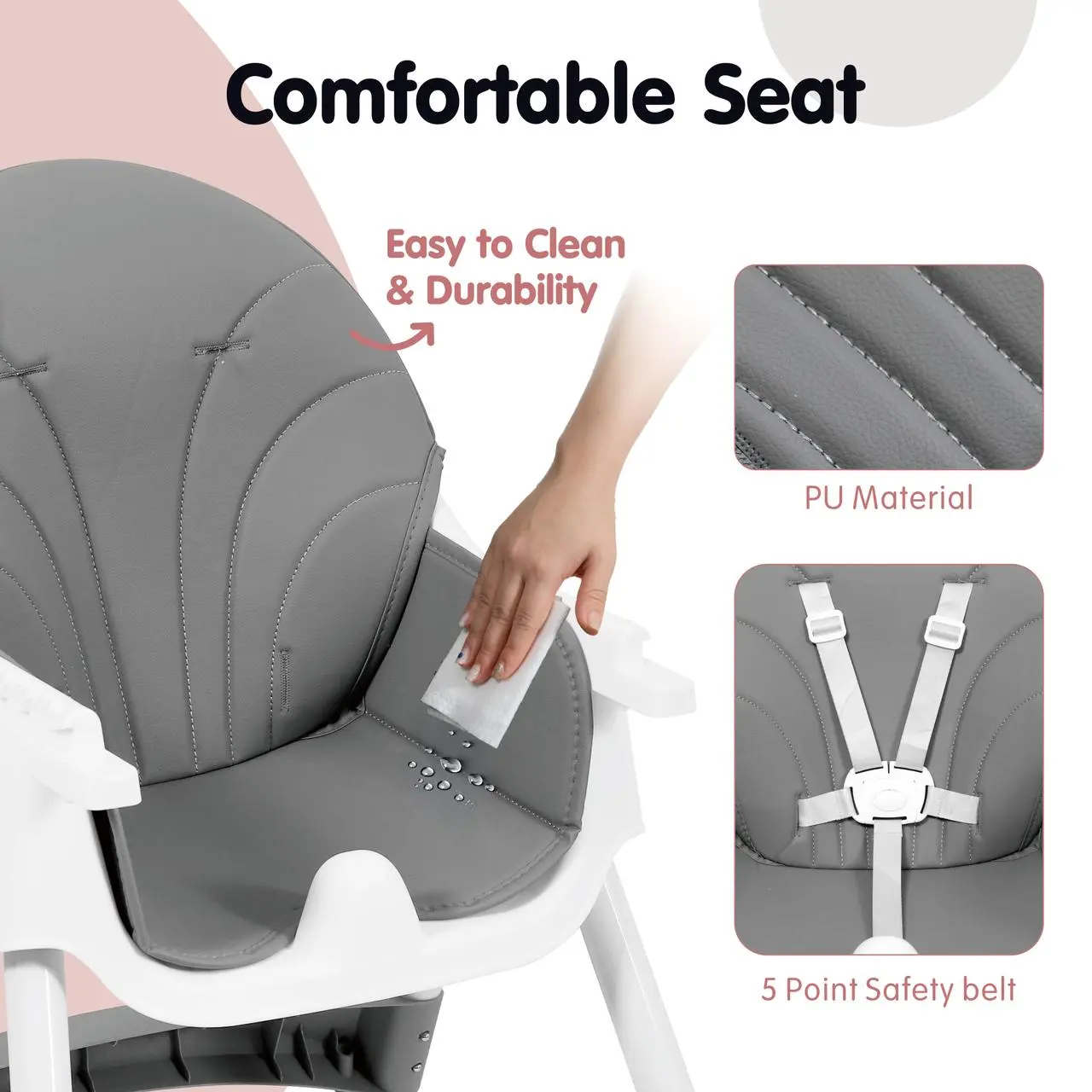 Baby High Chair 6 in 1 Convertible High Chair with 5-Point Safety Harness, Adjustable Dining Tray, Easy to Clean Surface, Robust Design, #SummerVibes