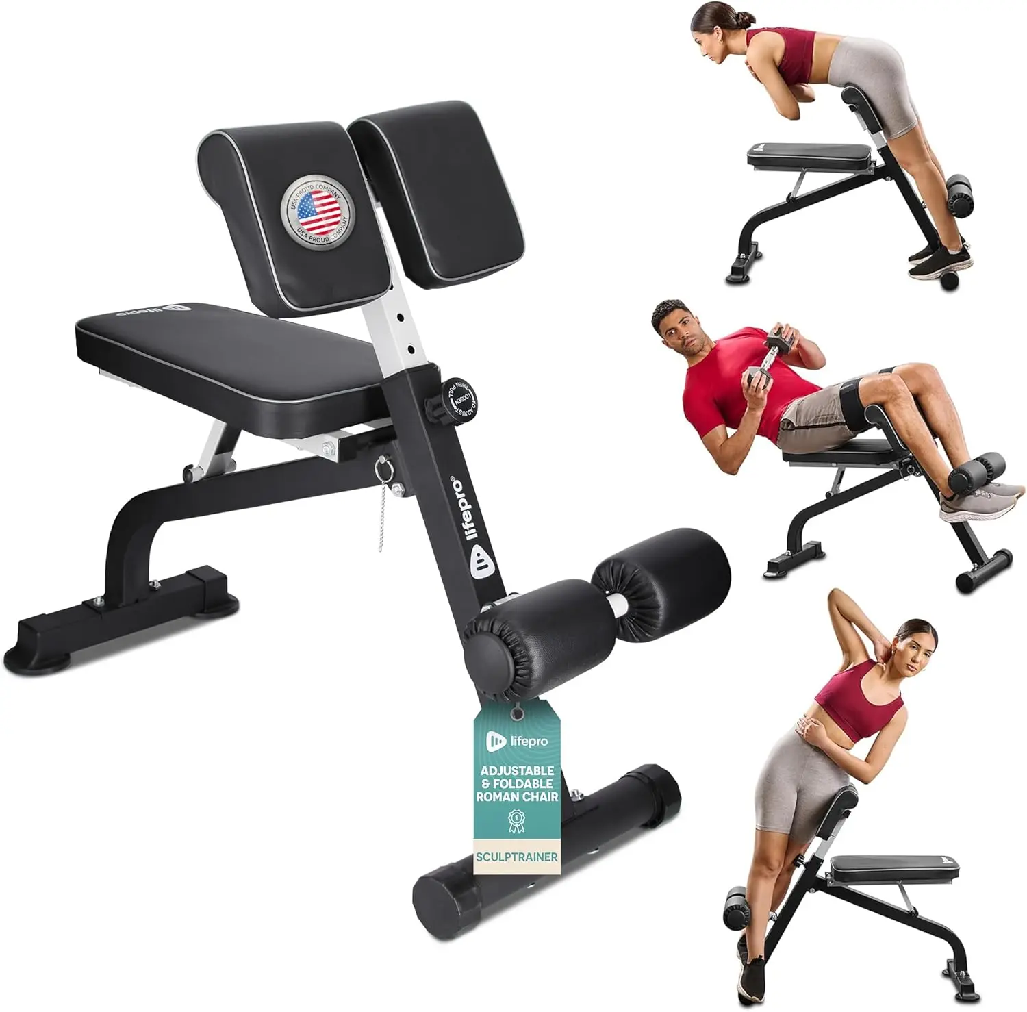 Adjustable Roman Chair – Back Extension Bench for Glutes, Hamstrings, Core & Lower Body Strength Training