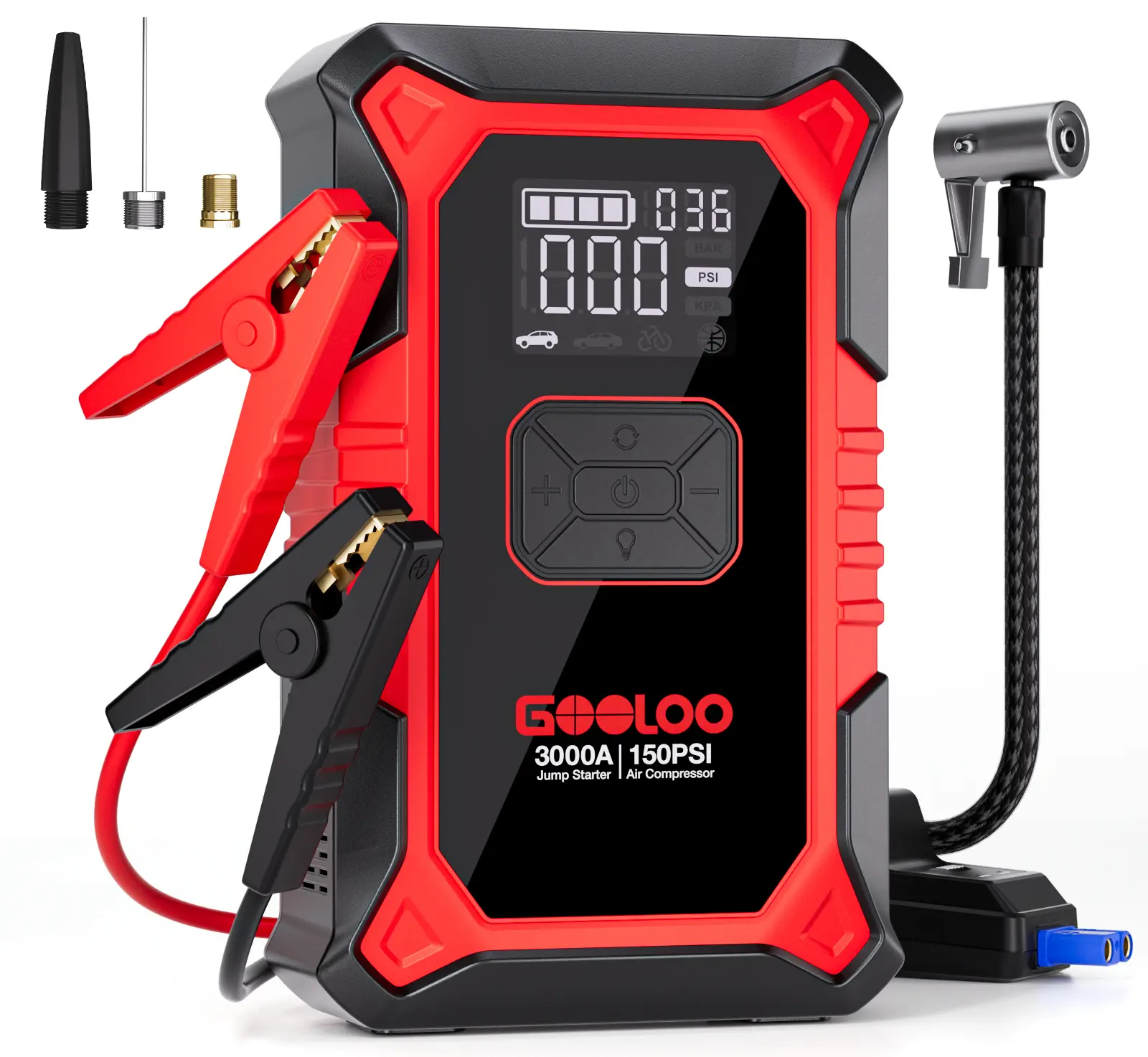 Portable Car Jump Starter with Air Compressor, 3000A Car Battery Jump Starter (9.0 Gas/6.5L Diesel) with 150PSI Digital Tire Inflator Repair Tool Kit Vehicle. fathersdaygift