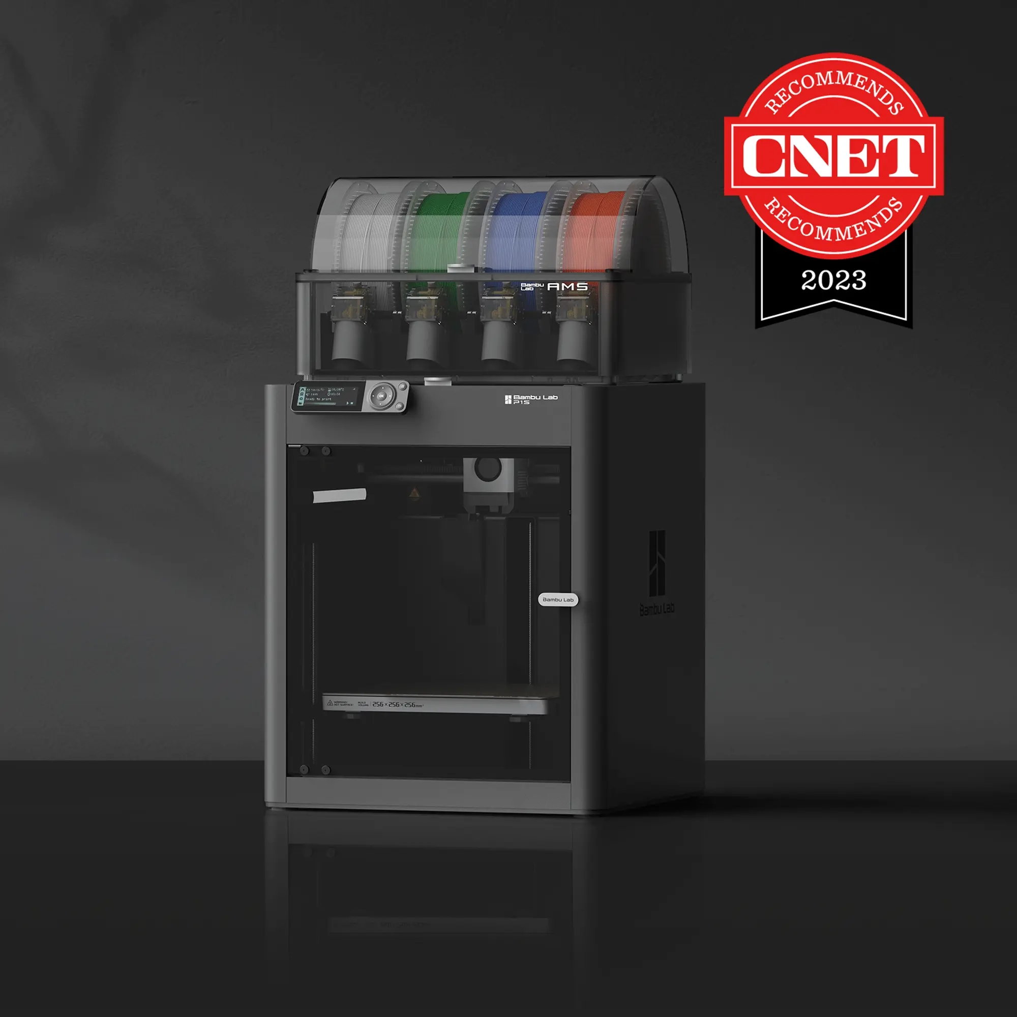 3D Printer, P1S Combo (with AMS), Support Up to 16 Colors/Multi Materials, 500mm/s Fast Printing & High Precision, CoreXY & Auto Bed Leveling, Ready-to-Use FDM 3D Printers Large Print Size