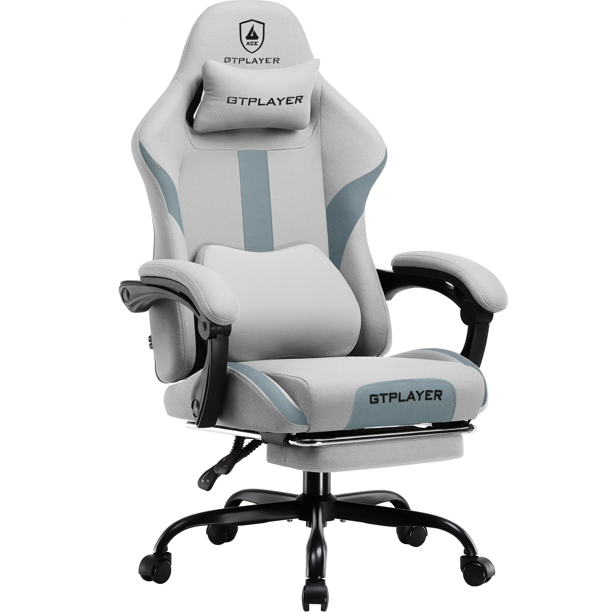 PU Leather Computer Gaming Chair - Ergonomic 360° Swivel Office & Man Cave Furniture with Padded Arms, Footrest, Lumbar Support, Headrest, Height Adjustment (Pearl White)