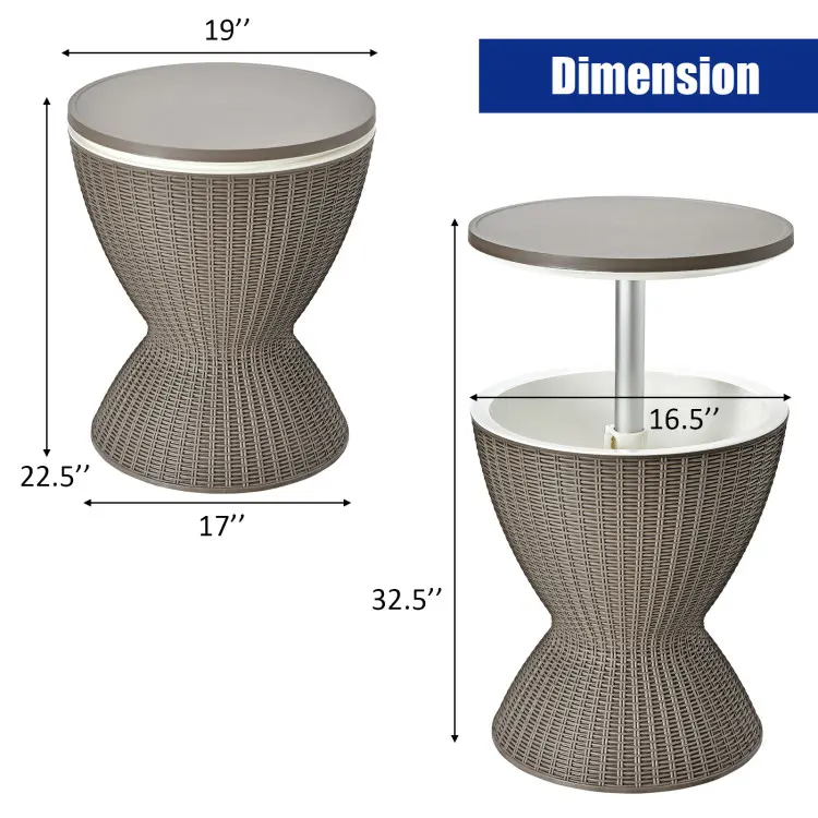 3-in-1 Cool Bar Table – Height Adjustable Patio Cocktail Table with Built-In Ice Cooler for Pool Parties & Outdoor Entertaining