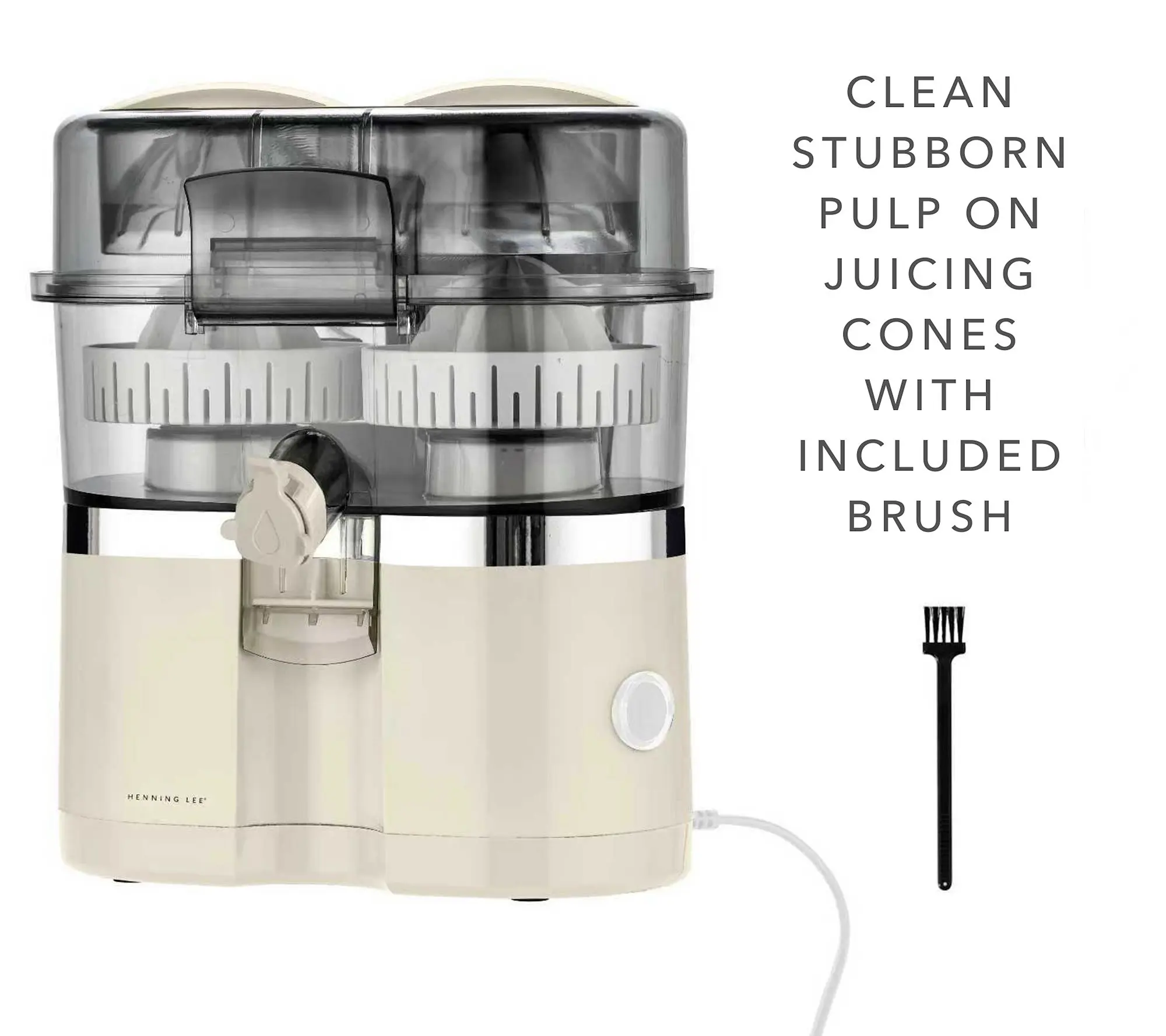 Dual-Head Electric Citrus Juicer with Built-In Slicer
