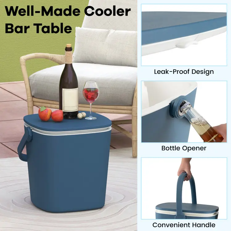 3-in-1 Cool Bar Table – Height Adjustable Patio Cocktail Table with Built-In Ice Cooler for Pool Parties & Outdoor Entertaining