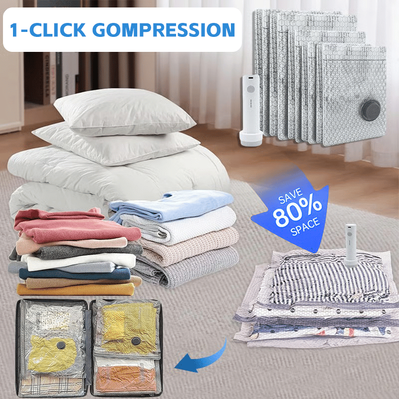 Last Day Hot Sale 49% OFF Rechargeable Vacuum Pump Travel Storage Bag Set