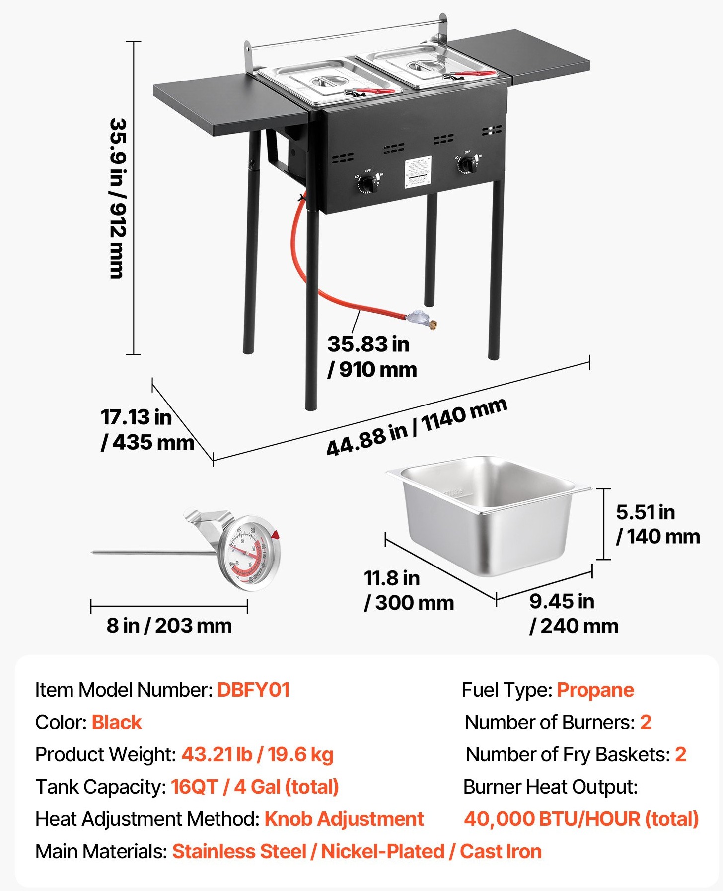Factory wholesale promotion 80% OFF Outdoor Propane Deep Fryer, Dual-Tank 8QTx2 Commercial Fryer, Stainless Steel Cooker with Foldable Platform
