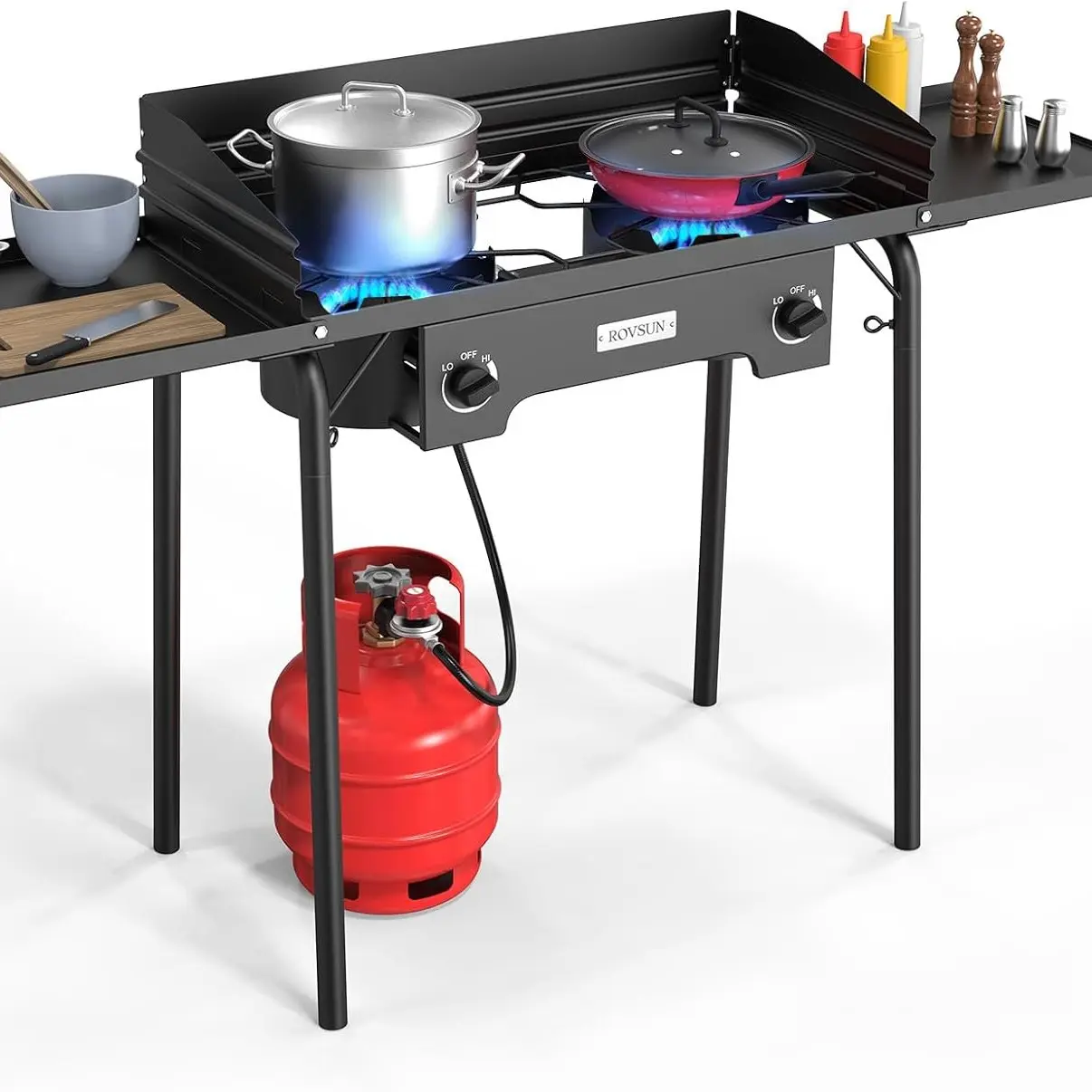2/3 Burner Propane Gas Stove with Side Shelf & Carrying Bag, 150,000/225,000BTU Outdoor Burner with Wind Panel & CSA Listed Regulator, Picnic Cooker for Home Patio Cooking Camping