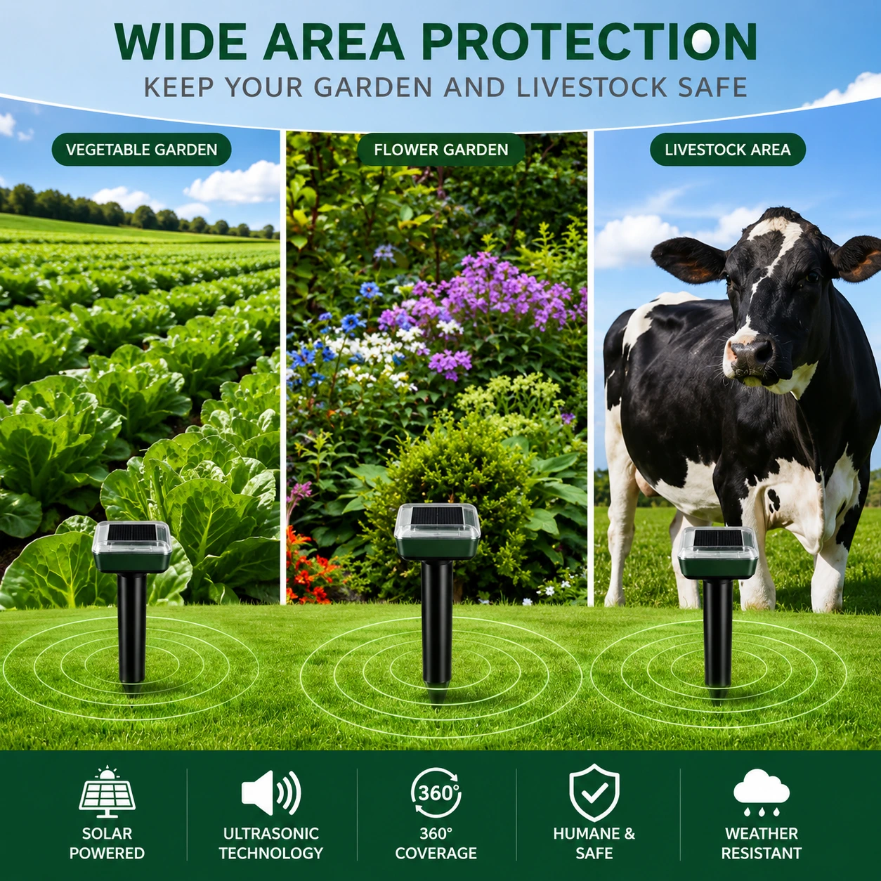 Summer Sale 50% OFF！Solar Powered Waterproof Screw Mole Repellent