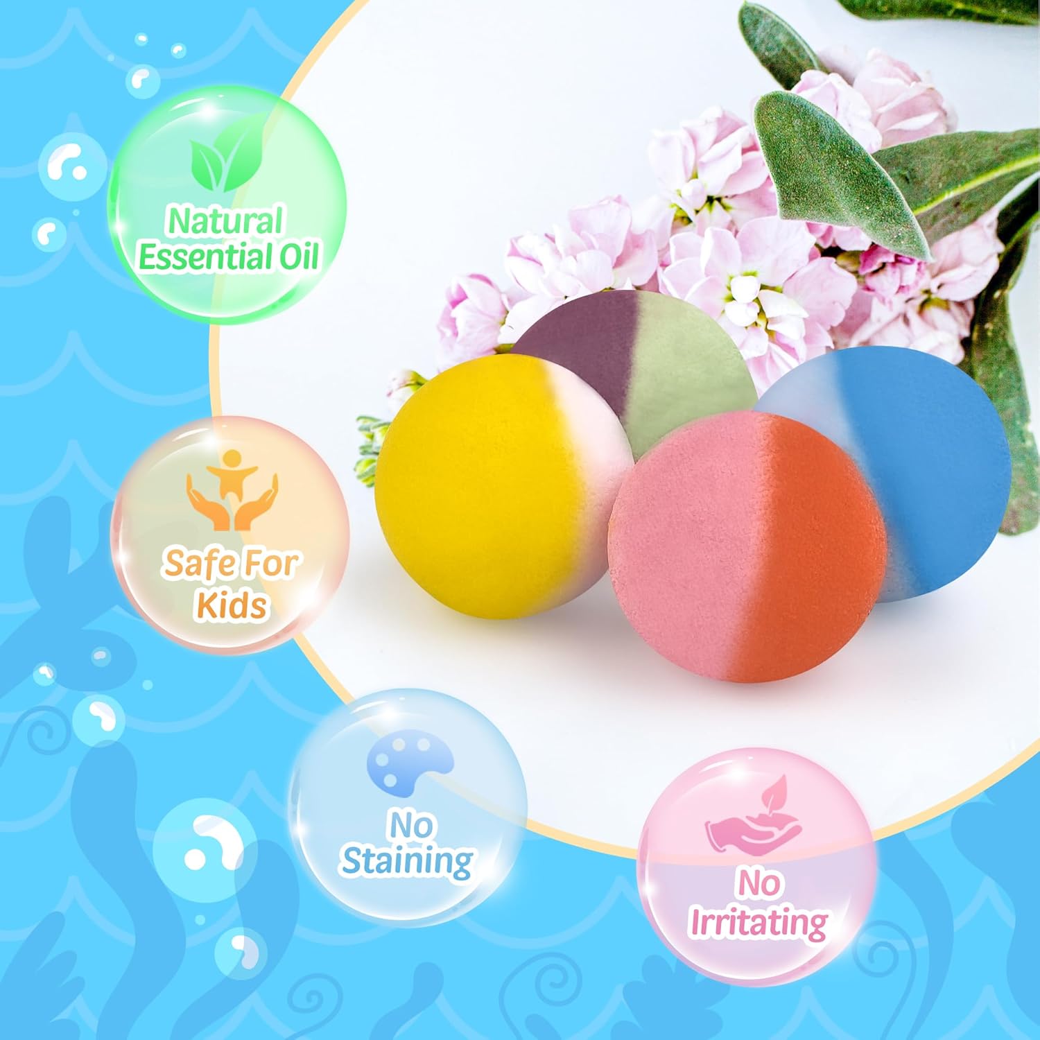 48pcs Bath Bombs for Kids with Toy Inside, Organic Colorful Bubble Bath for Kids Safe, Best Birthday, Party