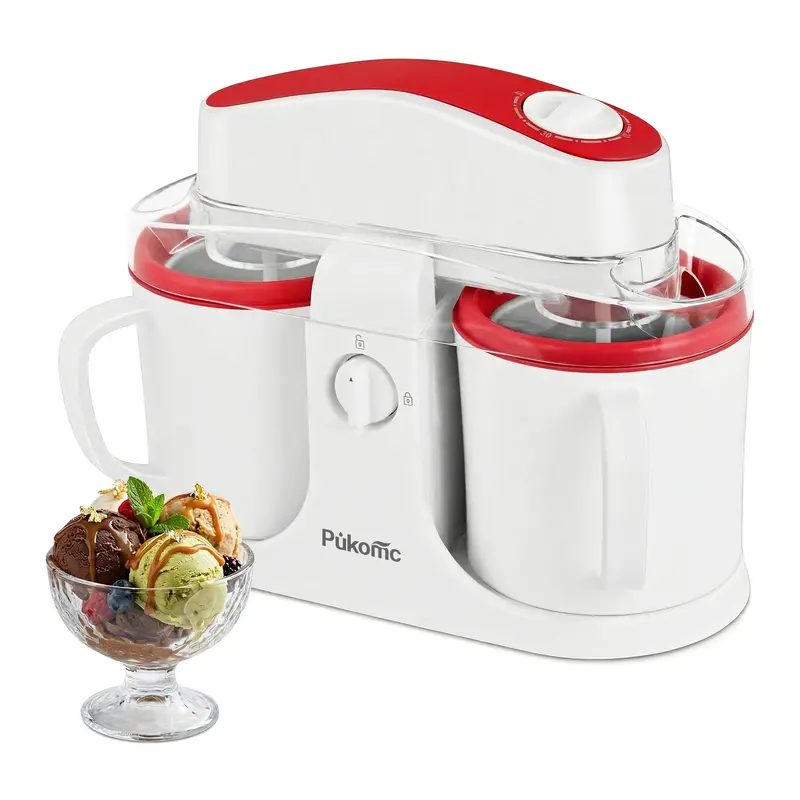 Ice Cream Maker Machine for Home Use with Two Ice Cream Bowls Simple Operation Easy to Clean White Easy Fast Use Perfect Dessert,The best Christmas New Year gift
