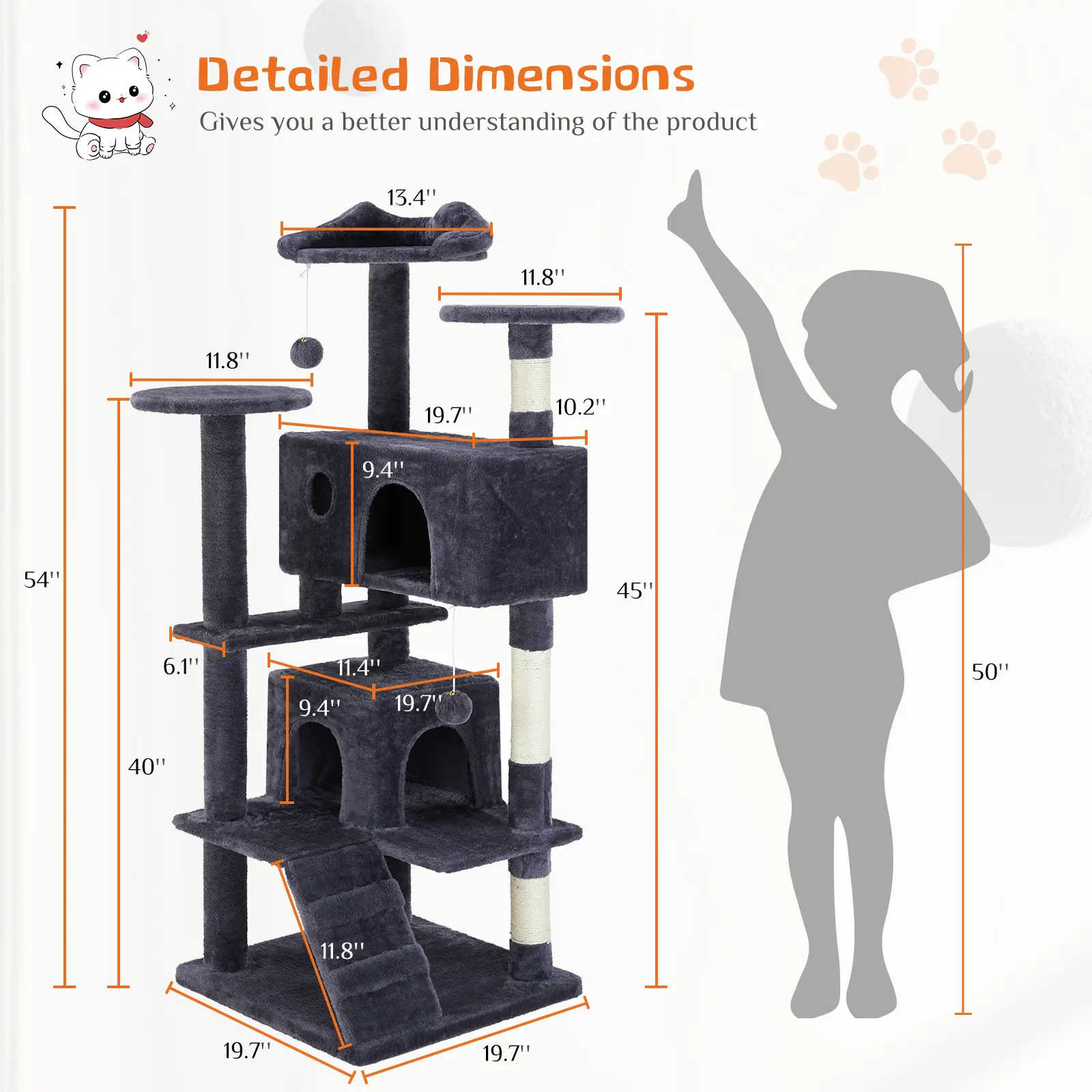 Cat Climbing Shelf, Post Cascading Cat Climbing Shelf
