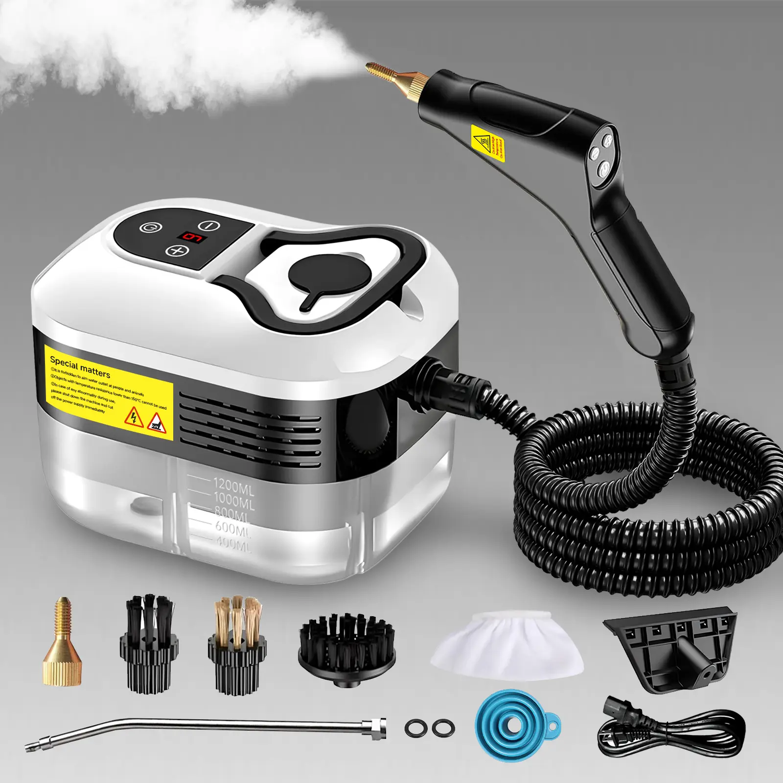 Handheld Steam Cleaner – Corded Cleaning Tool with 10 Accessories, Adjustable Levels, Fast Heat-Up, Idea for Car Detailing & Home Cleaning Mop Steamer
