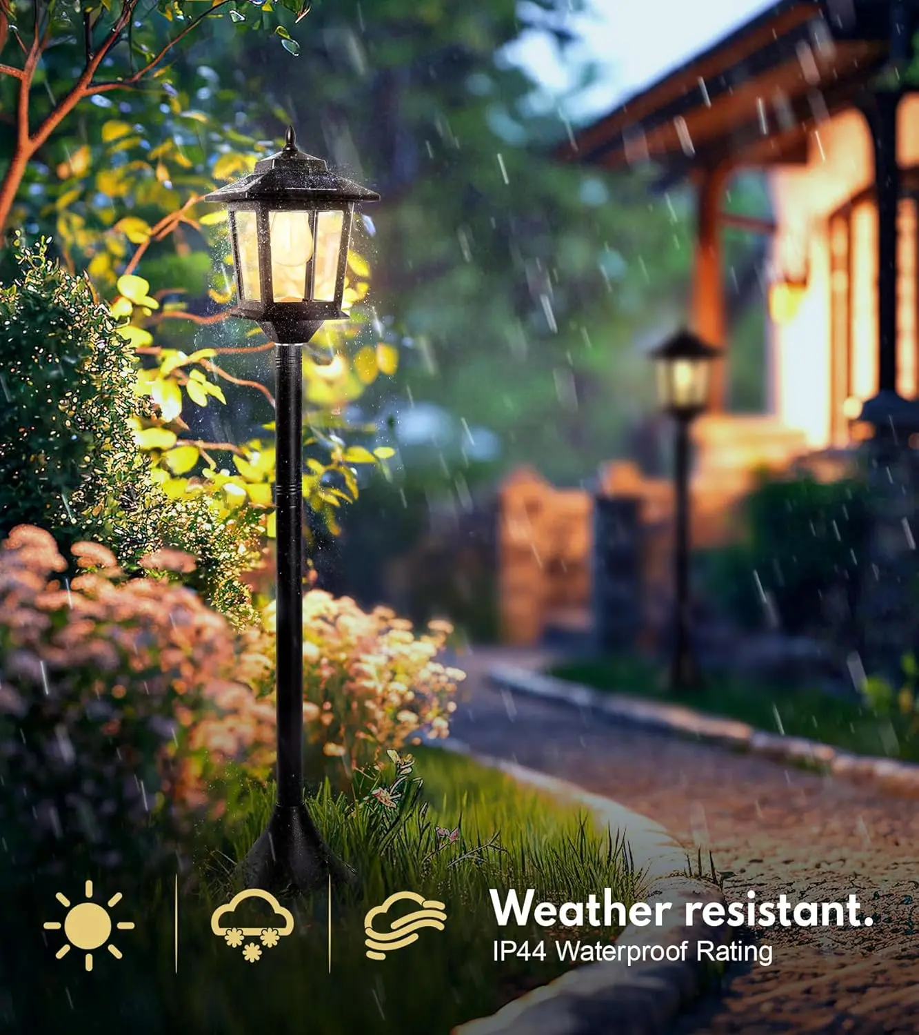 2-Pack Solar Lamp Posts | Waterproof Outdoor Floor Lights for Patio & Garden