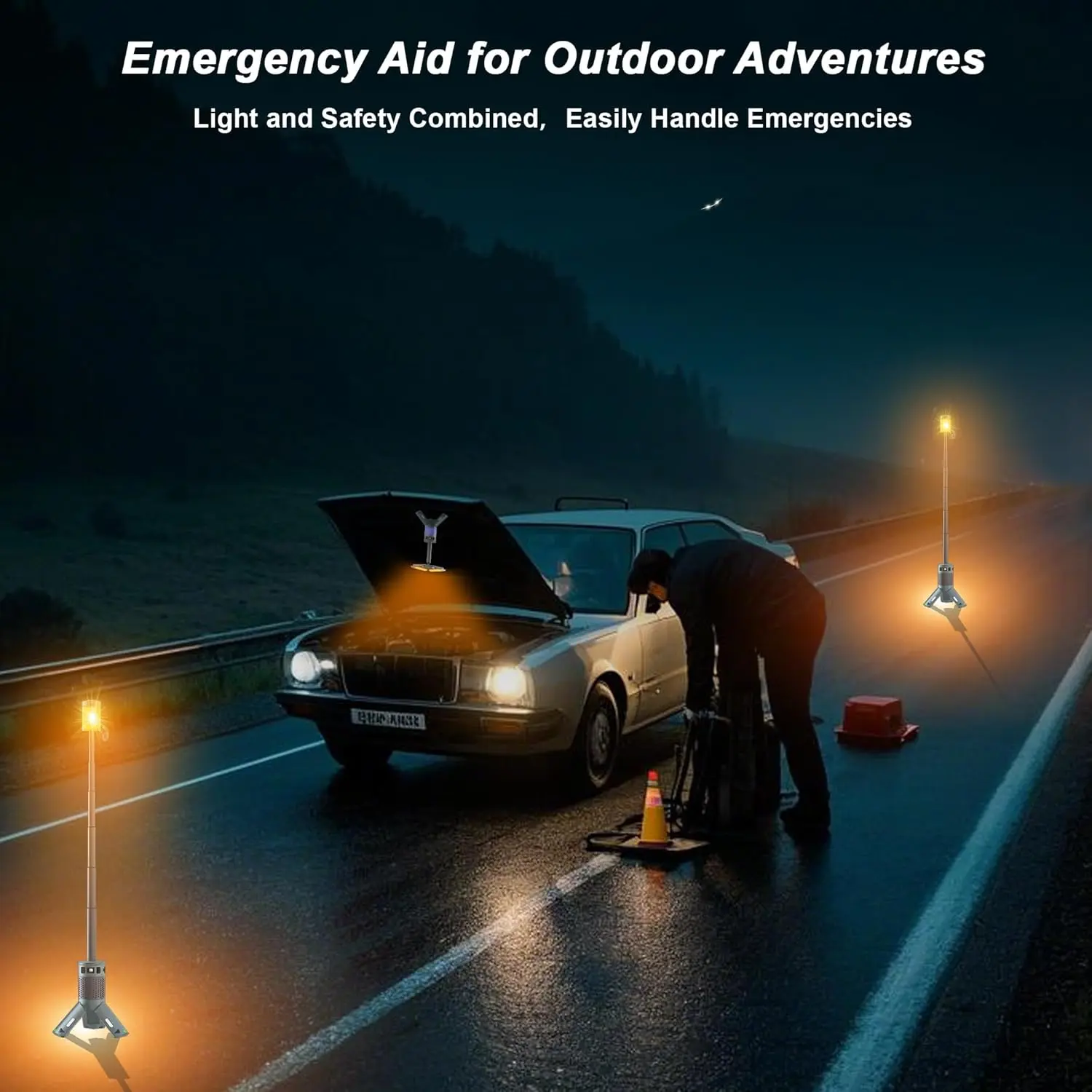 Portable Tent Light — Rechargeable, Retractable Tent Light with Stand (12,000 mAh) — Lighting Equipment