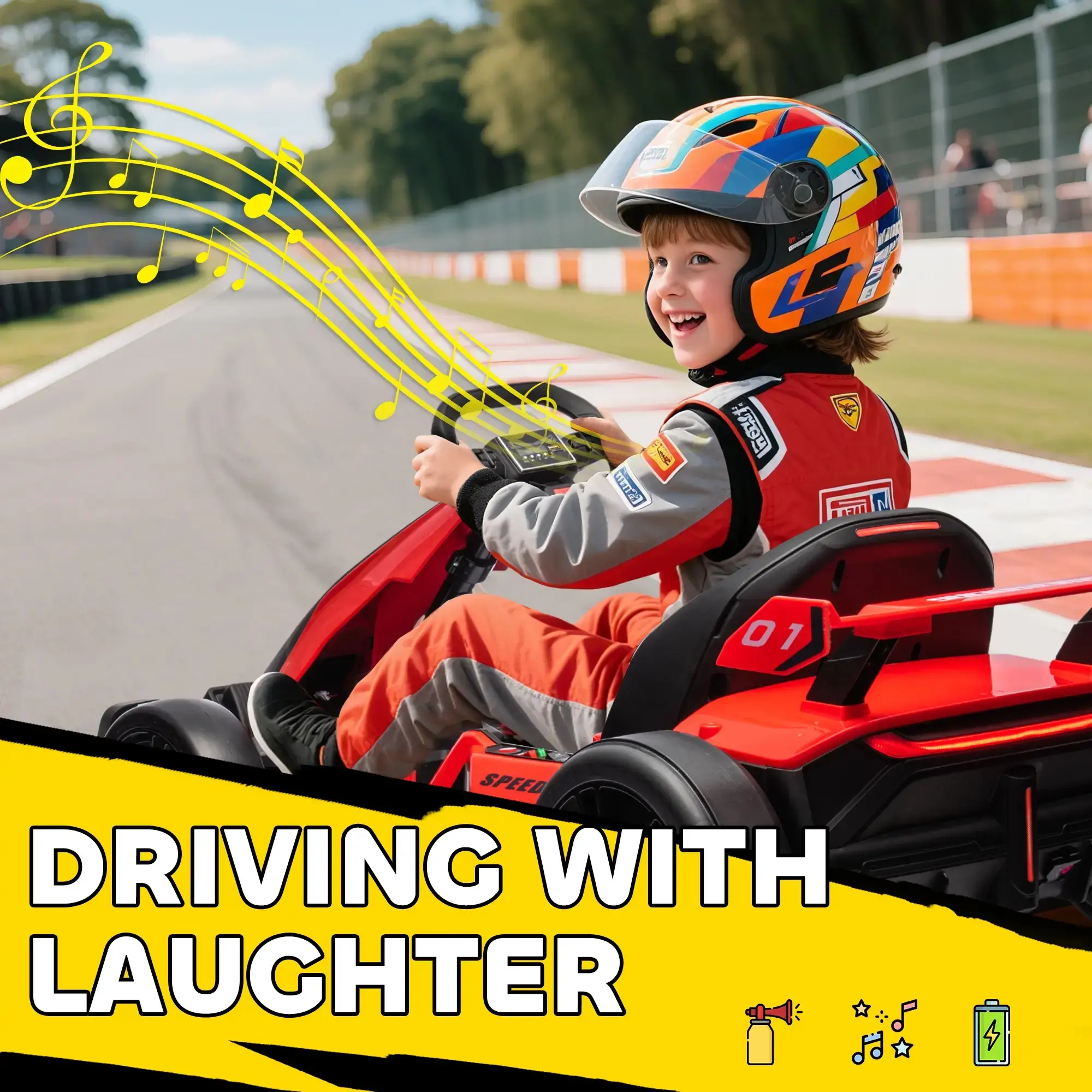 24V Electric Go-Kart – Kids Drifting Ride-On Car with Music, Horn & Speeds up to 8.1 MPH