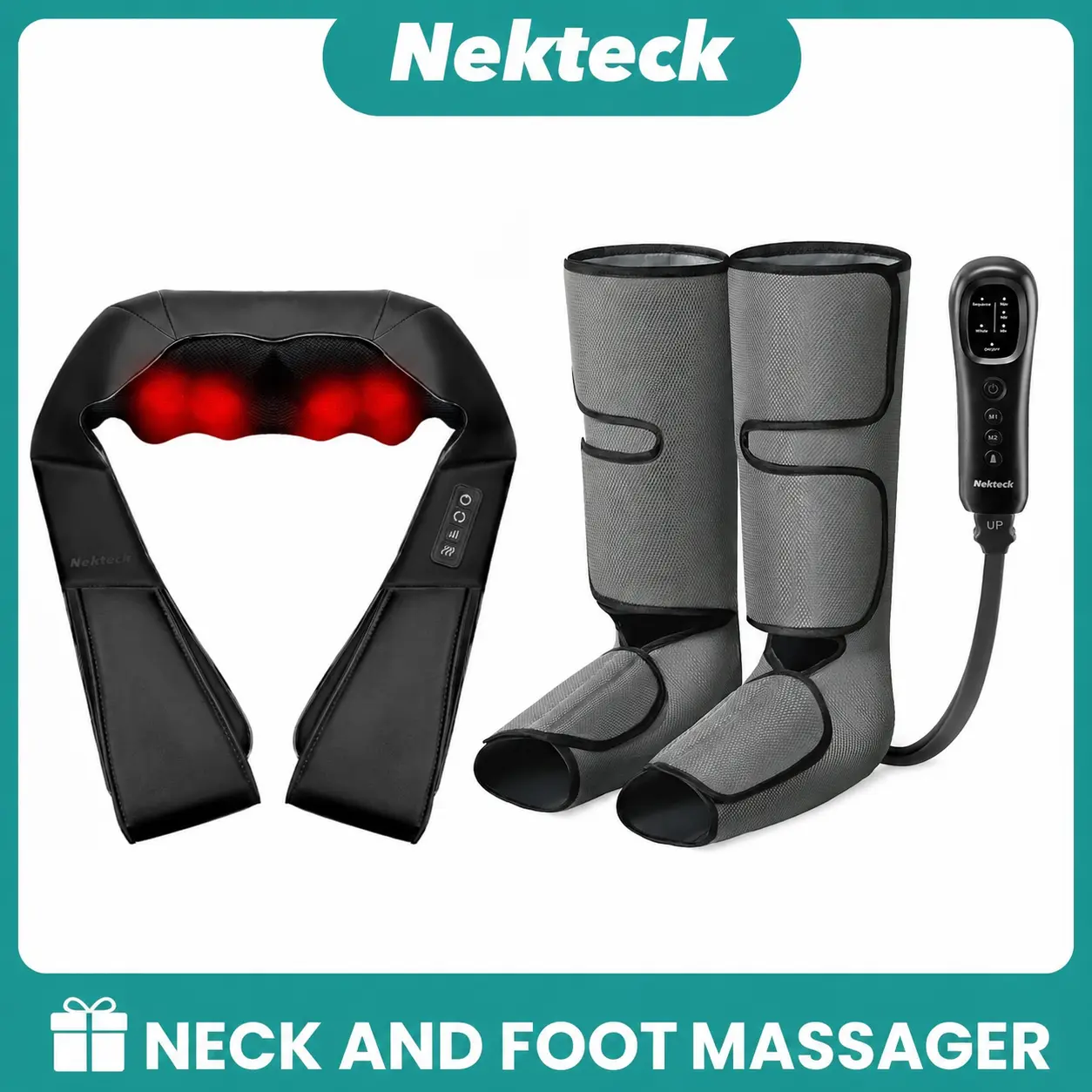Shiatsu Neck and Back Massager with Soothing Heat, Ergonomic 8 Deep-Kneading Massage Nodes with Heat Electric Shiatsu Back Massager for Neck Shoulder & Body Muscle Relief Portable 12V DC Power Supply - Black