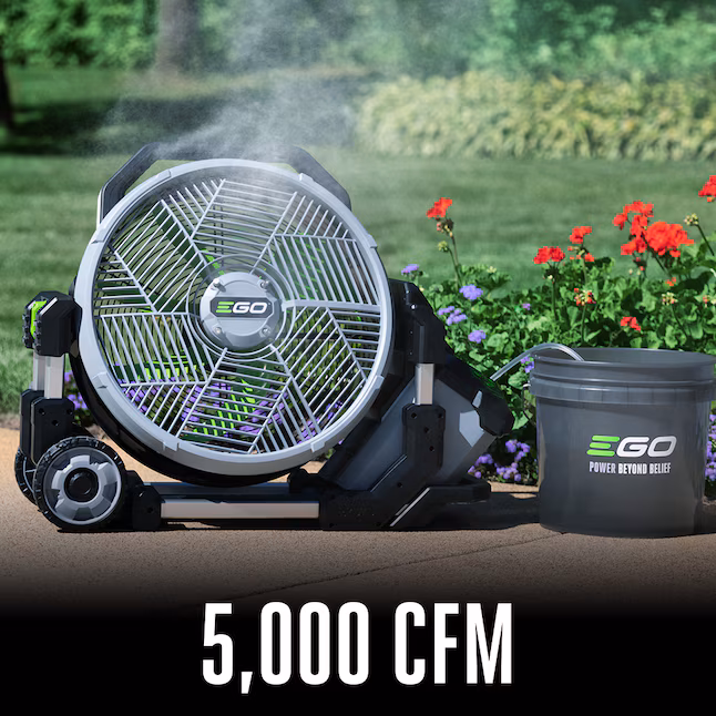 EGO 18-in High Velocity Indoor/Outdoor Misting Floor Fan, Battery Powered, in Grey