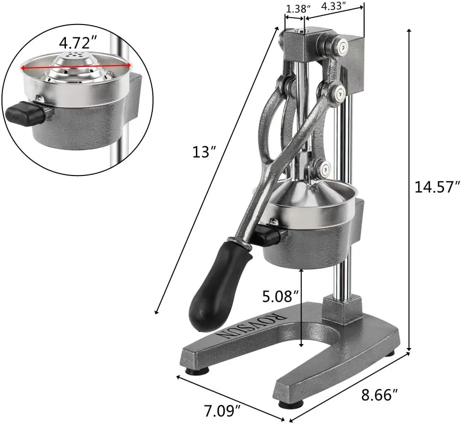 Professional Citrus Juicer Lemon Squeezer, Commercial Manual Fruit Press Juicer for Lemon Pomegranate Orange Juice, Heavy Duty Hand Press Orange Juicer Press and Lime Squeezer Stand summervibes