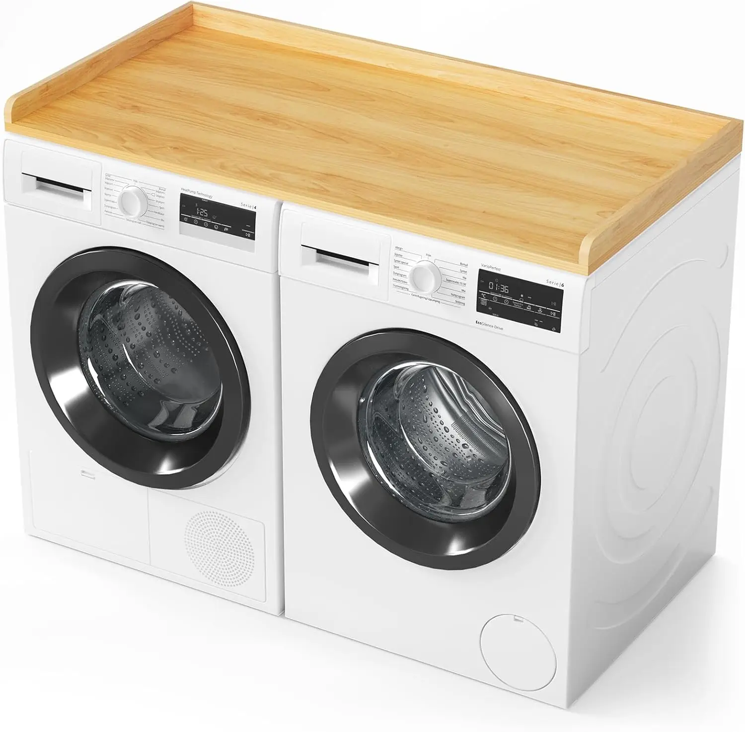 Washer Dryer Countertop, Laundry Wood Shelf Topper with Edge, 54" Width x 27.5" Depth Cover Guard Organizer for Washer and Dryer Laundry Hamper Counter Storage Organization