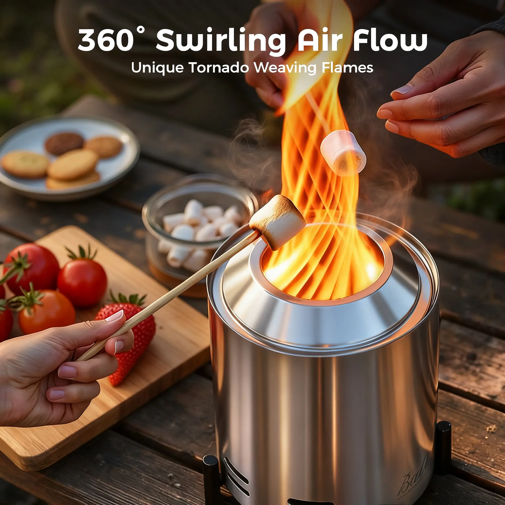6.5 inch Pellet Tabletop Fire Pit Round, Stainless Steel Table Top Firepit Small, Outdoor Smokeless Firepit Portable, Burning Firepit