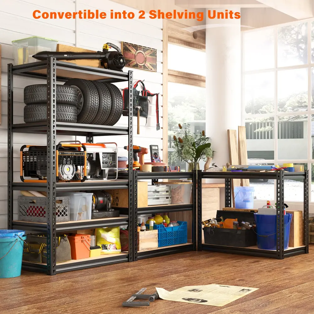 Garage Shelves Classic 5-Tier Metal Storage Shelving Unit Height Adjustable Versatile Utility Rack Shelf for Craft Warehouse Pantry Kitchen Organiser Industrial Bookshelf