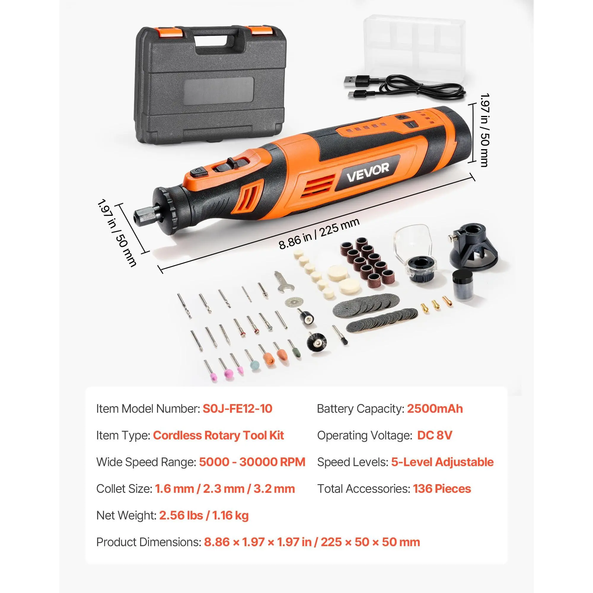 Premium 119-Piece Cordless Mini Rotary Tool Kit - 28-Speed Portable Power Multi-Purpose Tool for DIY Crafts, Engraving & Sanding