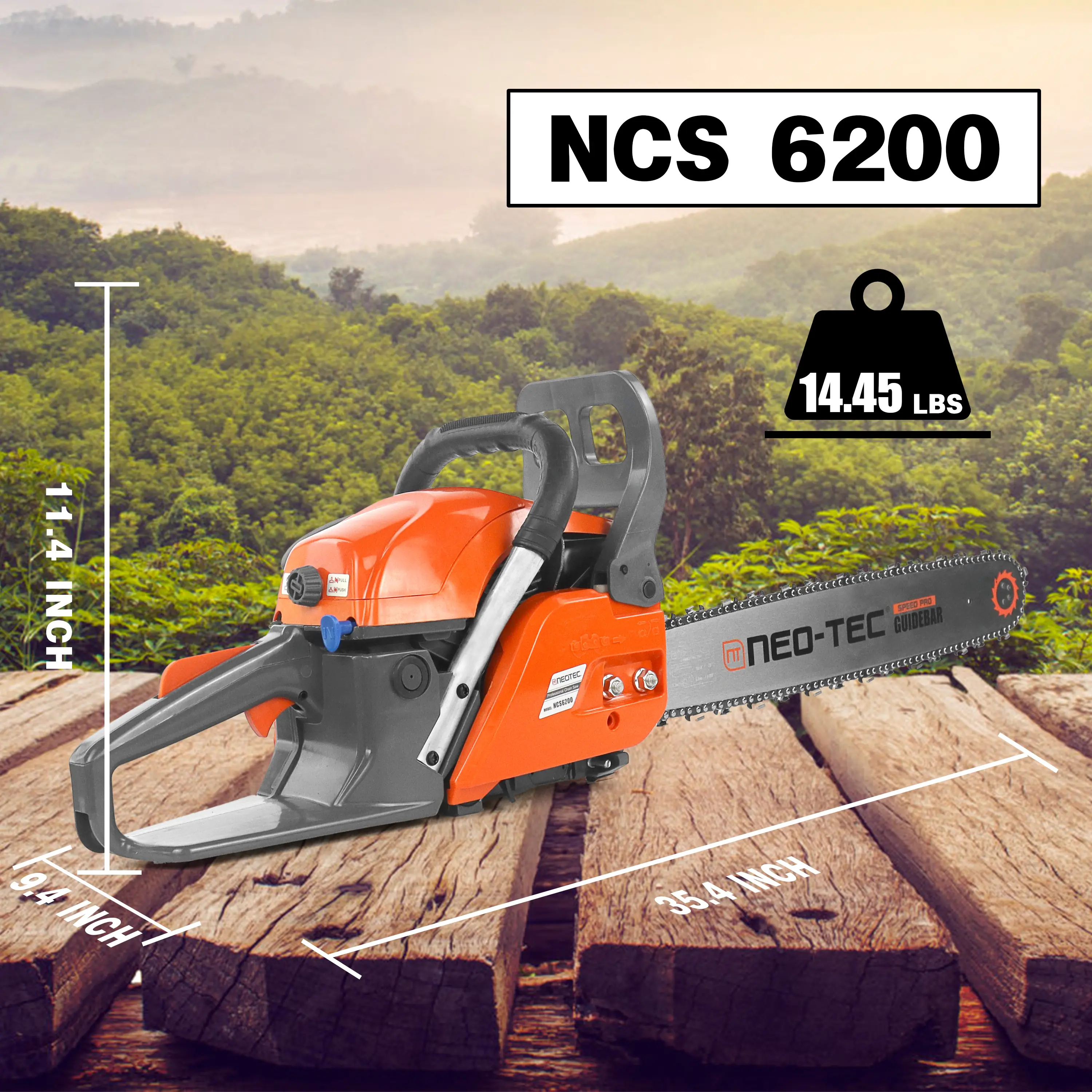58cc/62cc Gas-Powered Chainsaw with 25:1 Gas/Oil Mix, Lightweight Portable Design for Easy Cutting Wood in Outdoor Garden