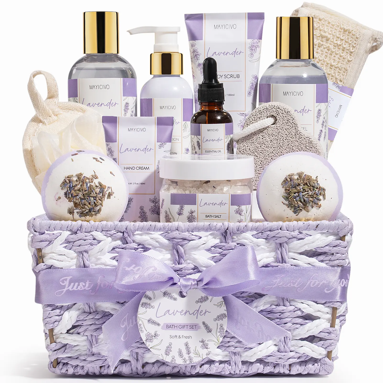 Valentine's Day Gifts for Women, Bergamot Jasmine Relaxing Spa Gift Baskets for Women Self Care Package Bath Gift Set, Home Bath and Body Kit