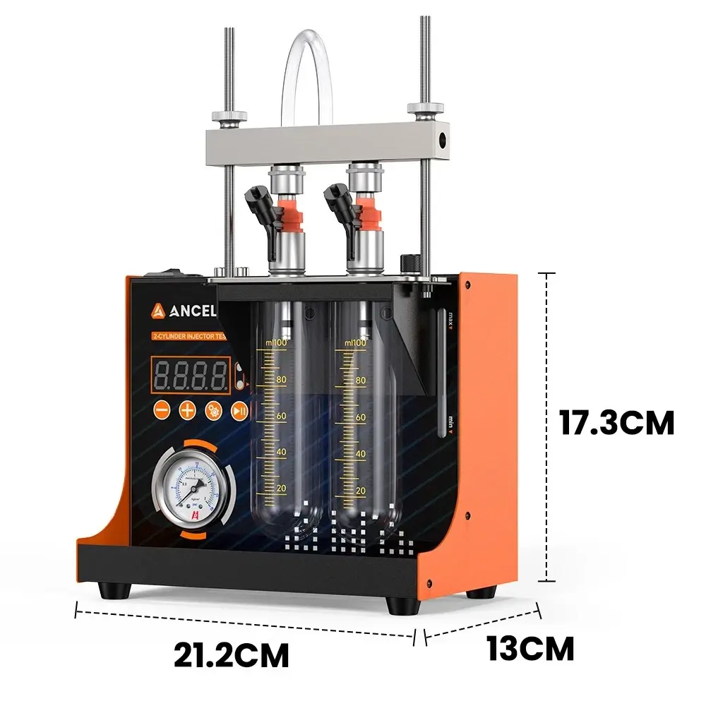 2-Cylinder Fuel Injector Tester & Flow Cleaner Removes Light Surface Deposits During Testing