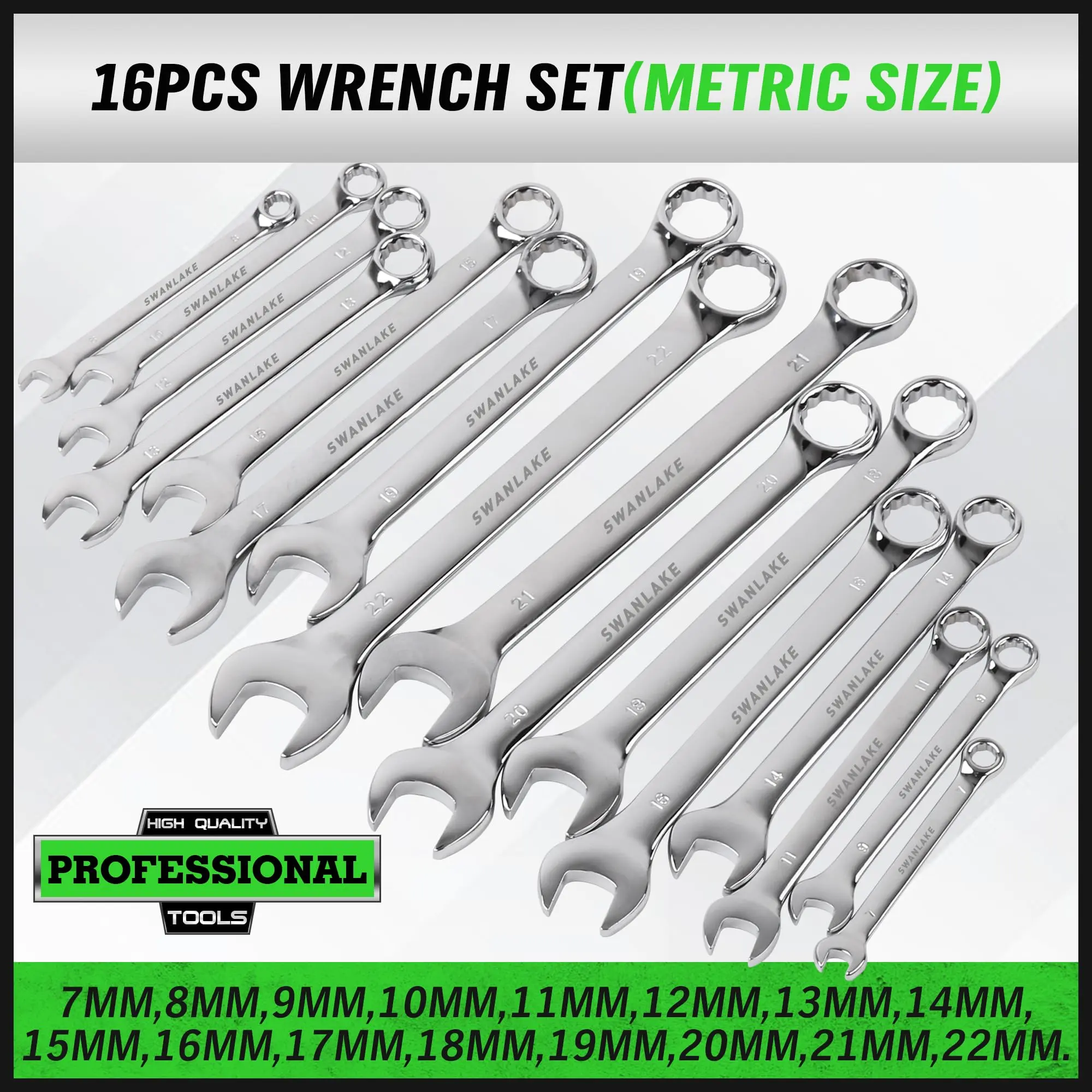 32-Piece Combination Wrench Set, SAE and Metric